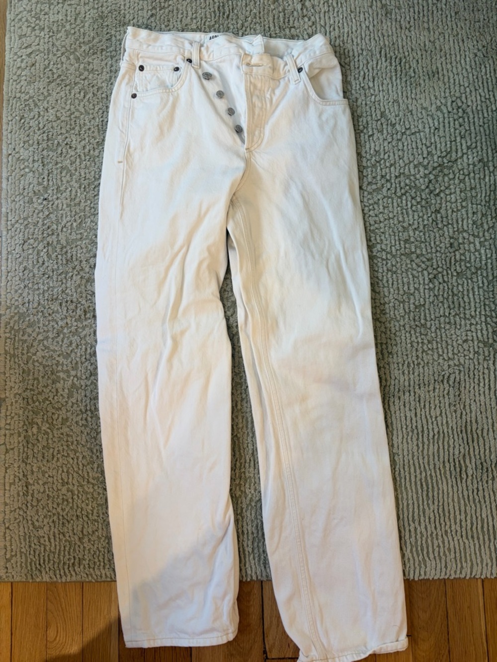 Agolde cross button straight leg jeans